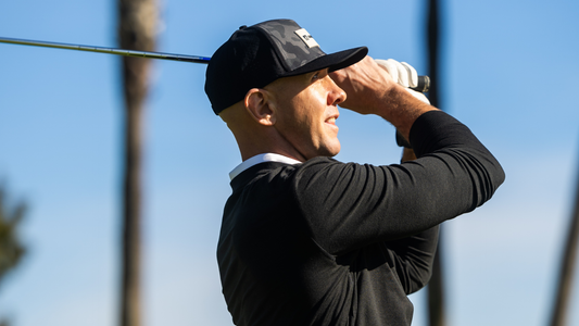 Good Life Golf founder Anthony Moser wearing a performance golf hat in San Diego