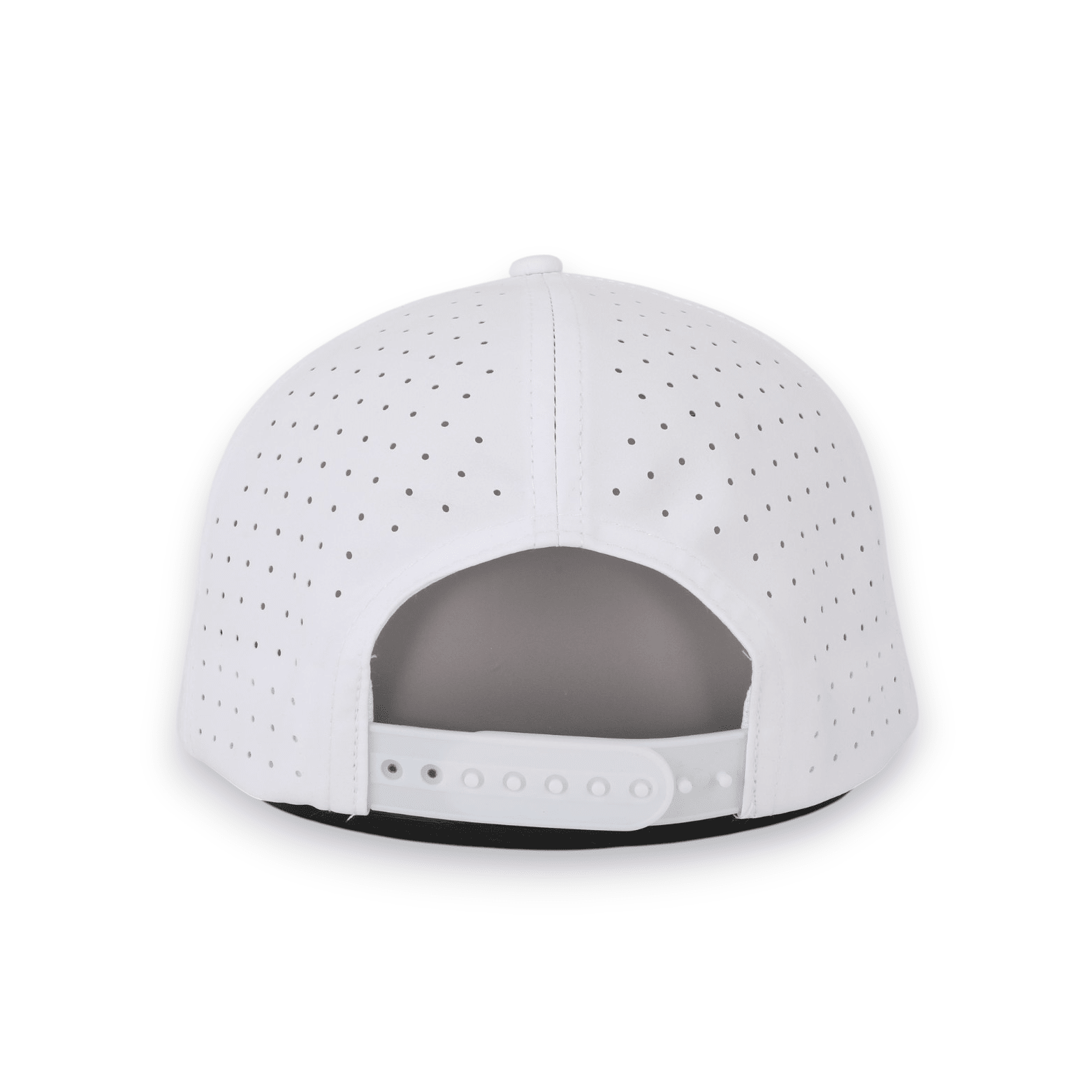 Good Life Golf Performance Classic White Snapback with black and white PVC patch water and sweat resistant perforated sides.  