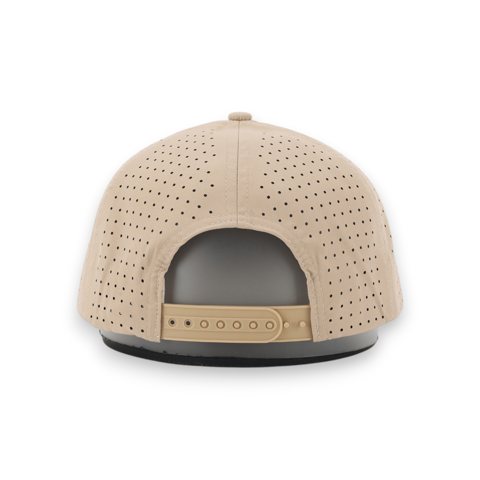 Good Life Golf Performance Desert Khaki Snapback with black and khaki front PVC patch black and khaki checkered rope, water and sweat resistant perforated sides.  