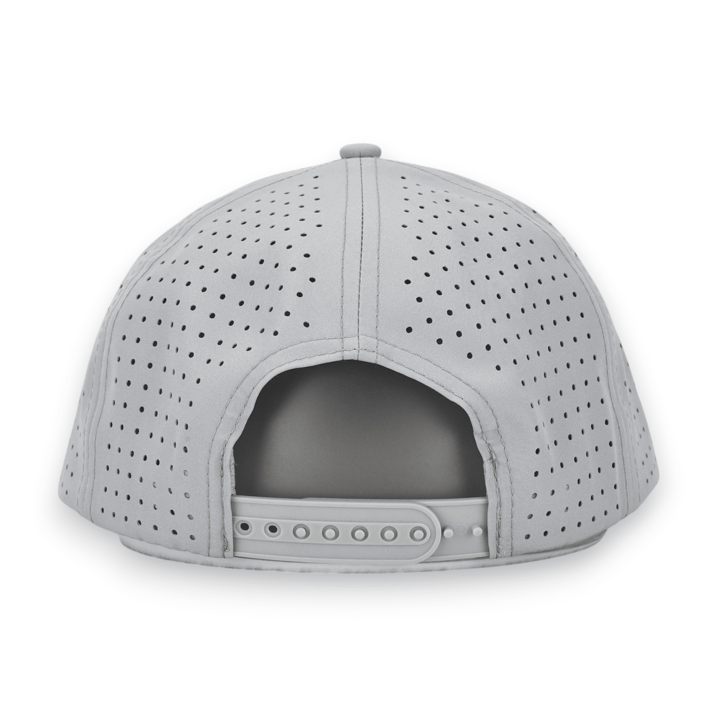 Good Life Golf Performance Icon Gray Smoke Snapback with black front PVC patch white and gray checkered front rope, water and sweat resistant perforated sides.  