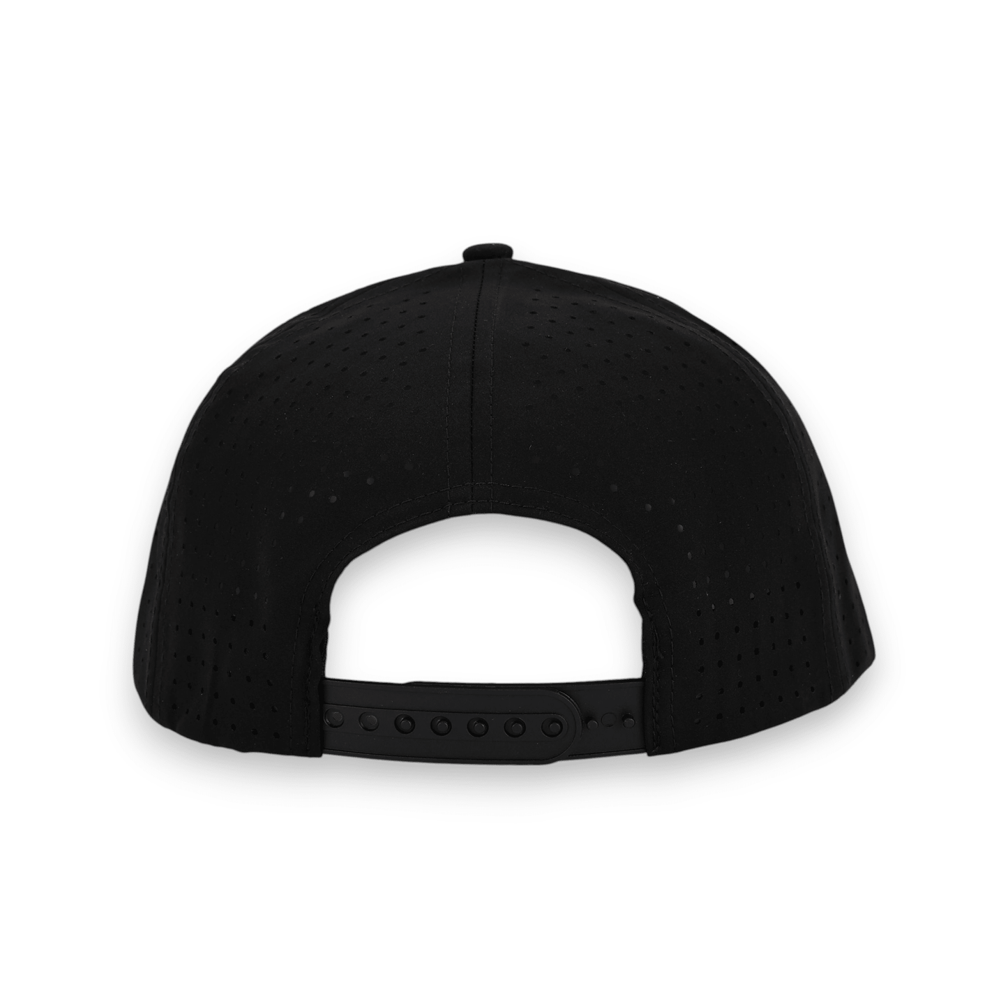 Good Life Golf Performance Icon Nebraska Snapback with black and red front PVC patch red and black checkered rope, water and sweat resistant perforated sides.  