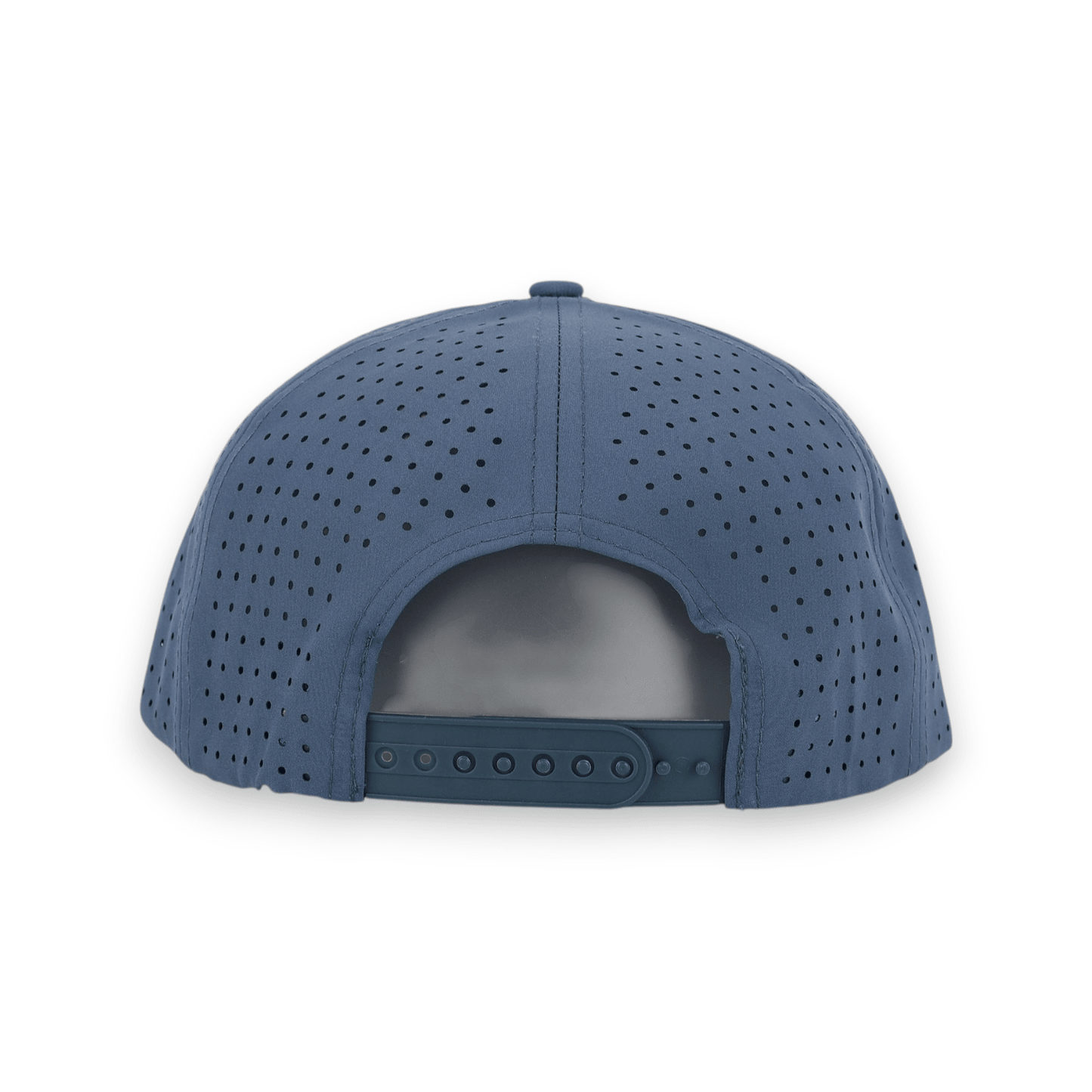 Good Life Golf Performance Icon Sandy Beach Blue Snapback with white front PVC patch blue front rope, water and sweat resistant perforated sides.  