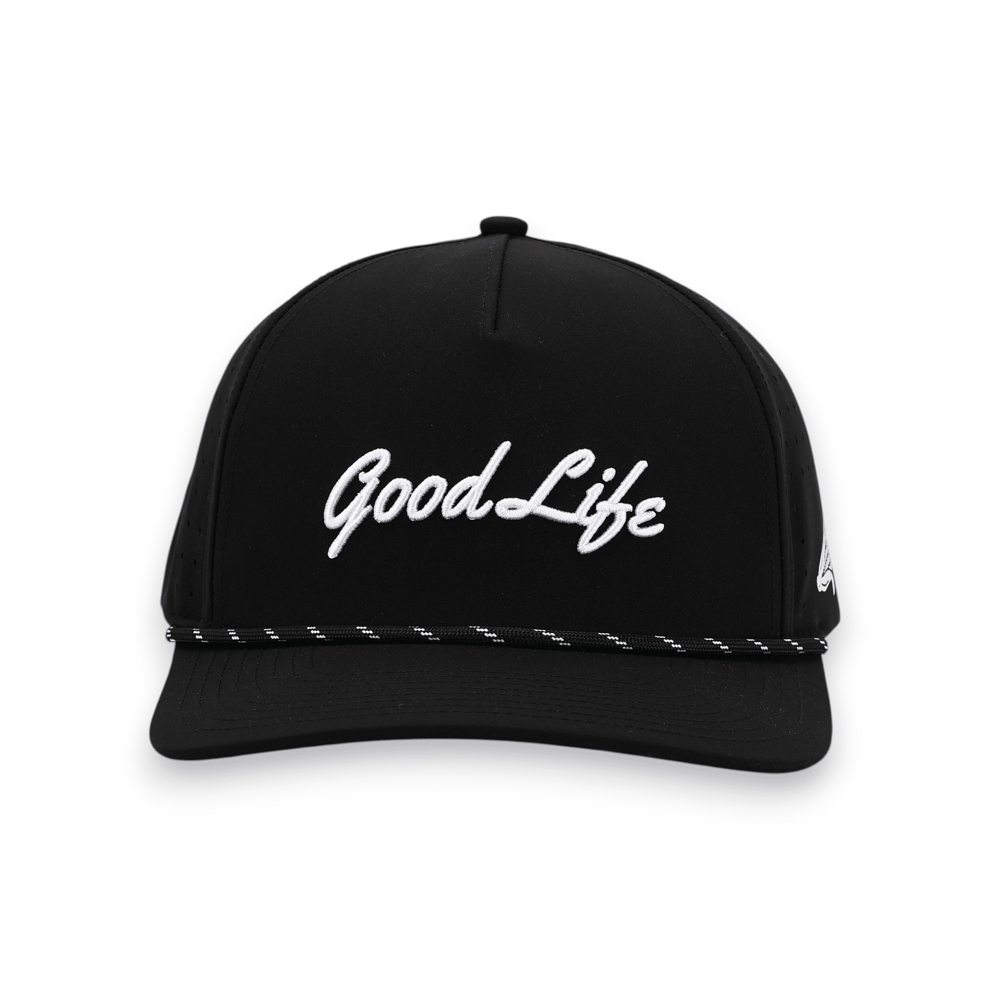 Good Life Golf Performance Black Phantom Snapback with water and sweat resistant perforated sides.  