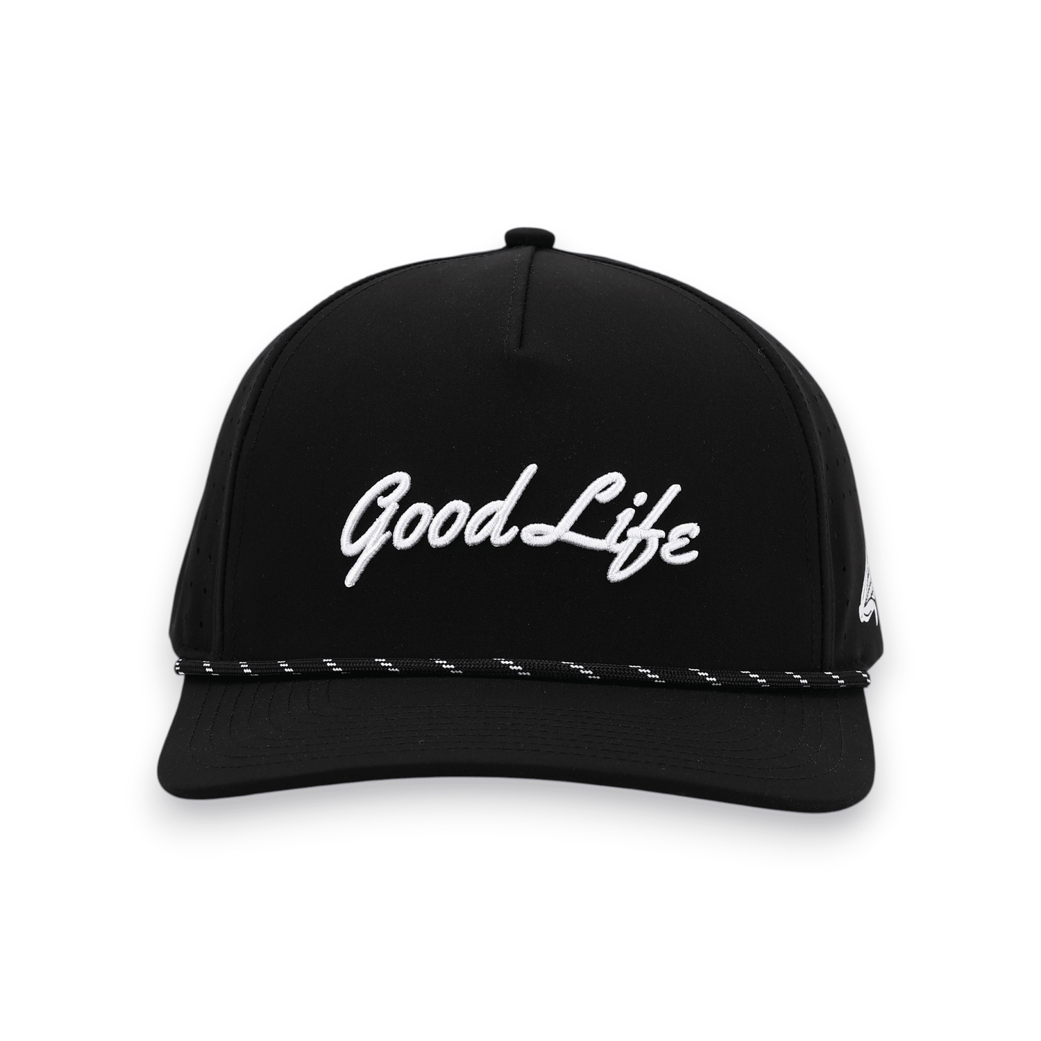 Good Life Golf Performance Black Phantom Snapback with water and sweat resistant perforated sides.  