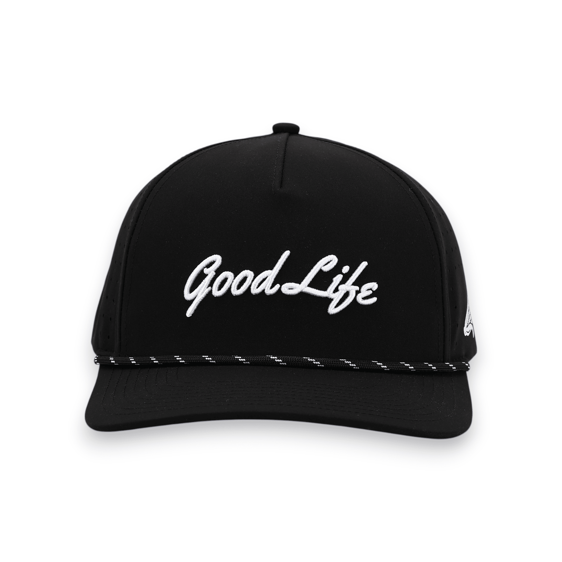 Good Life Golf Performance Black Phantom Snapback with water and sweat resistant perforated sides.  